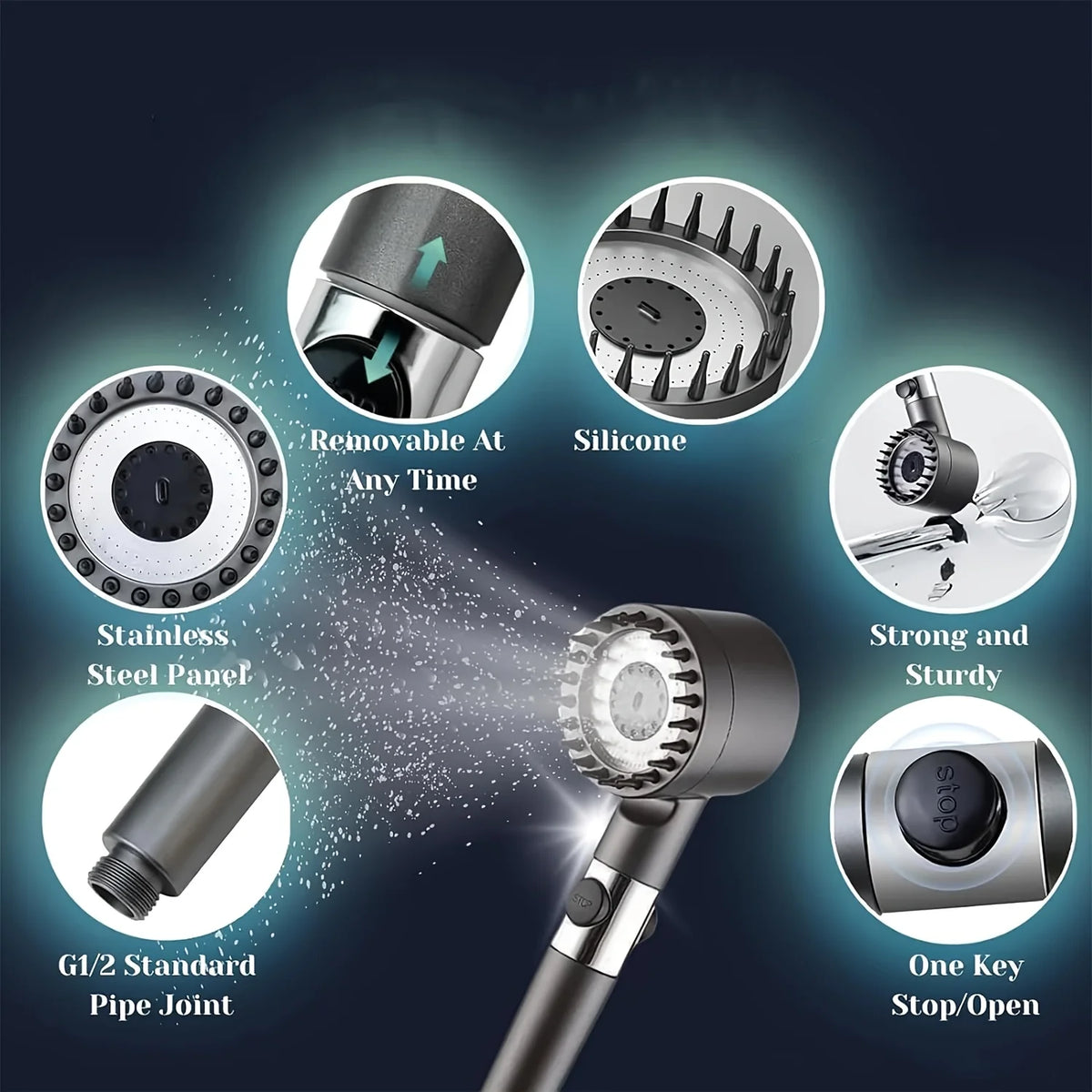 IonDrop Shower Head | Handheld Filter, Turbocharger, Multiple Spray Modes