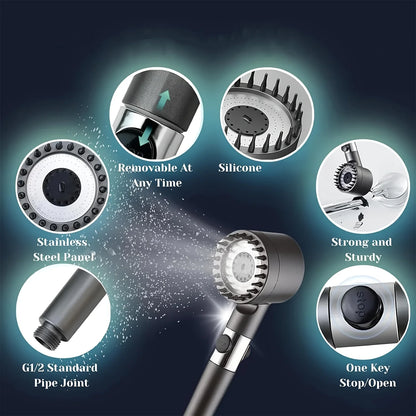 IonDrop Shower Head | Handheld Filter, Turbocharger, Multiple Spray Modes