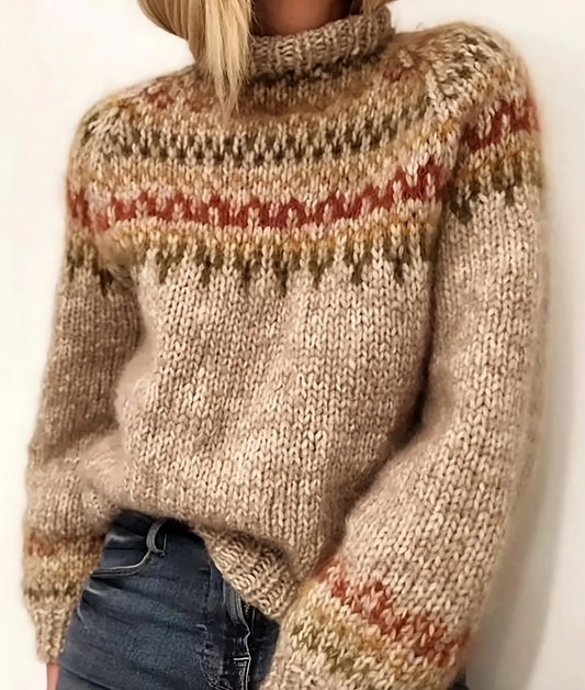 Isla Turtleneck Sweater | 100% Icelandic Wool, Cozy Fair Isle Design