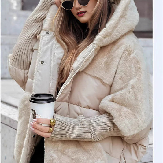 Ivy Hooded Coat | Oversized Faux Fur, Cotton Blend