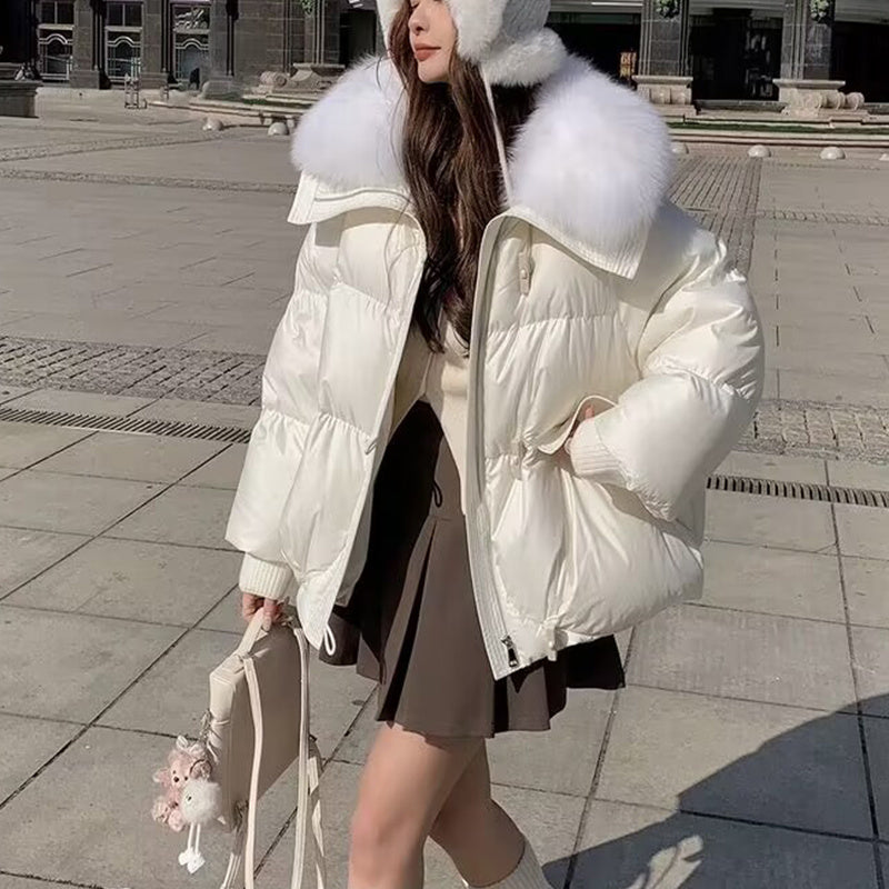 Ivy Puffer Jacket | Short Boxy, Fur Collar