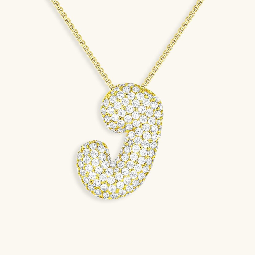 Variant image for Collier Femme Or 18 Carats avec Pendentif Initial et Diamant Simulant 18 pouces-10