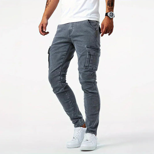Men's Extendable Cargo Jeans with Functional Pockets – Comfortable Stretch Denim