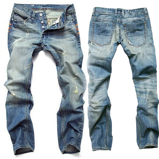Torn Jean for Men in Durable Denim – Comfortable Fit and Deep Blue Urban Style