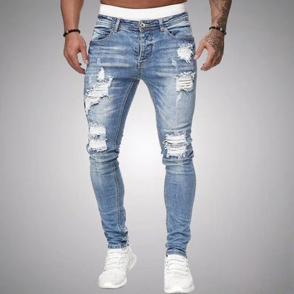 Jean slim déchiré pour homme en coton – Style tendance et confort, coupe ajustée, disponible du S au 3XL