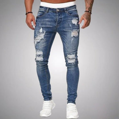 Jean slim déchiré pour homme en coton – Style tendance et confort, coupe ajustée, disponible du S au 3XL
