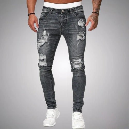 Jean slim déchiré pour homme en coton – Style tendance et confort, coupe ajustée, disponible du S au 3XL