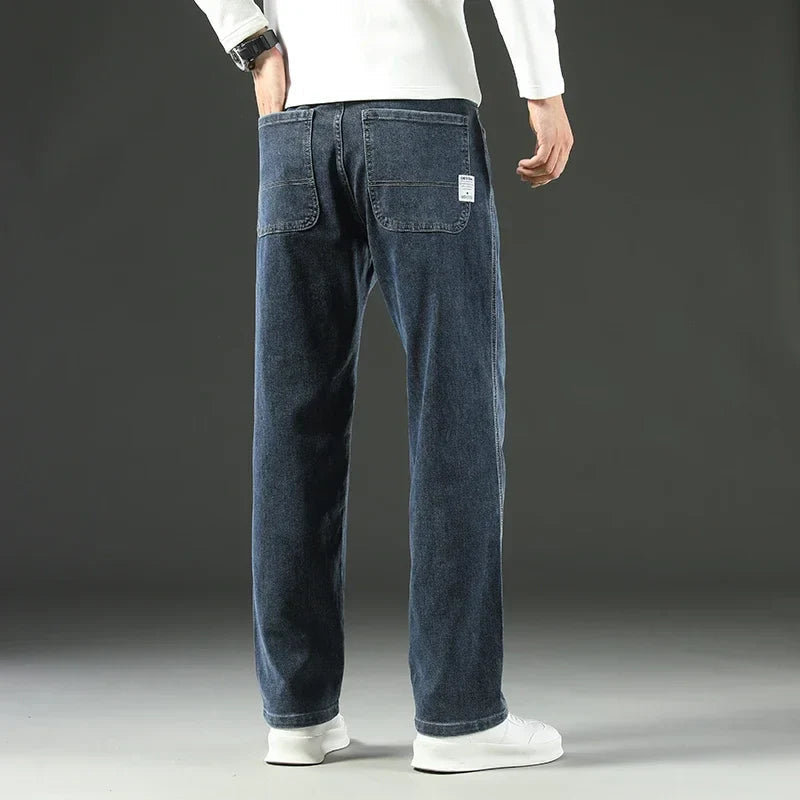 Jean ample pour homme en coton extensible – Style décontracté professionnel