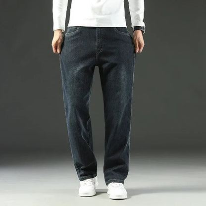 Jean ample pour homme en coton extensible – Style décontracté professionnel
