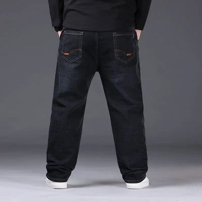 Jean décontracté grande taille pour homme en denim extensible – Taille haute et confort optimal