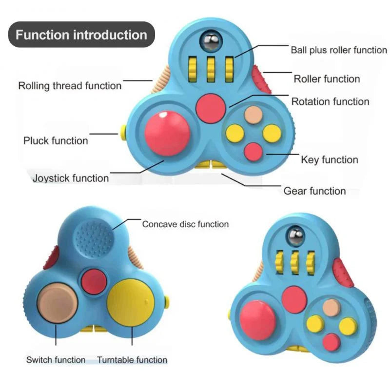 Jouet compact rotatif anti-stress à trois lobes avec textures apaisantes pour adultes et adolescents - Idéal pour le bureau et les déplacements