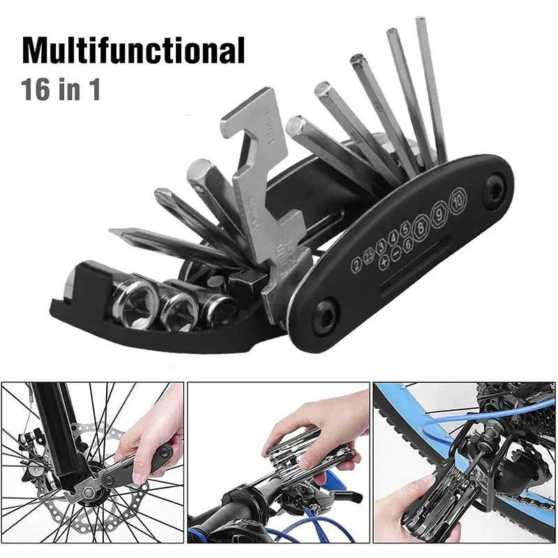 Trousse d'outils multifonction pour réparation de vélo – 16 en 1 avec tournevis et clés