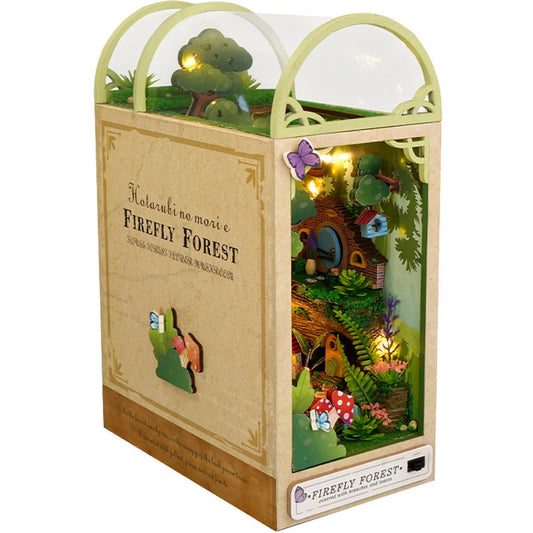 DIY Miniature House Kit Wooden Book Nook with LED Lighting – Creative Bookends to Assemble for Teenagers