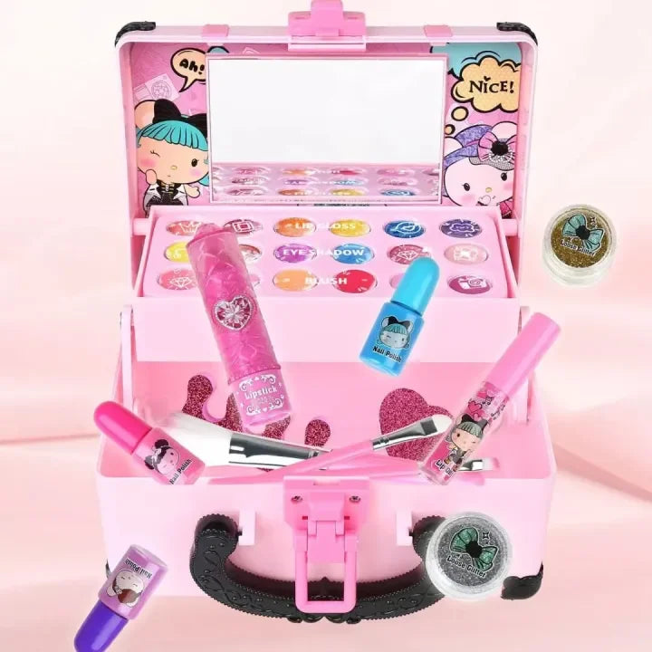 Children's Makeup Kit – Safe Cosmetic Set with Eyeshadow, Lipstick, and Portable Case