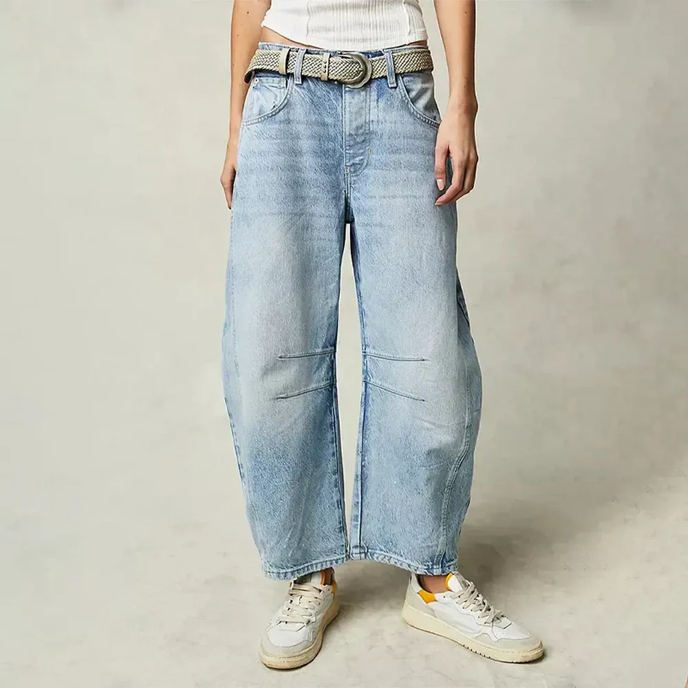 Jean confortable pour femme bleu taille M mélange de coton et d'élasthanne