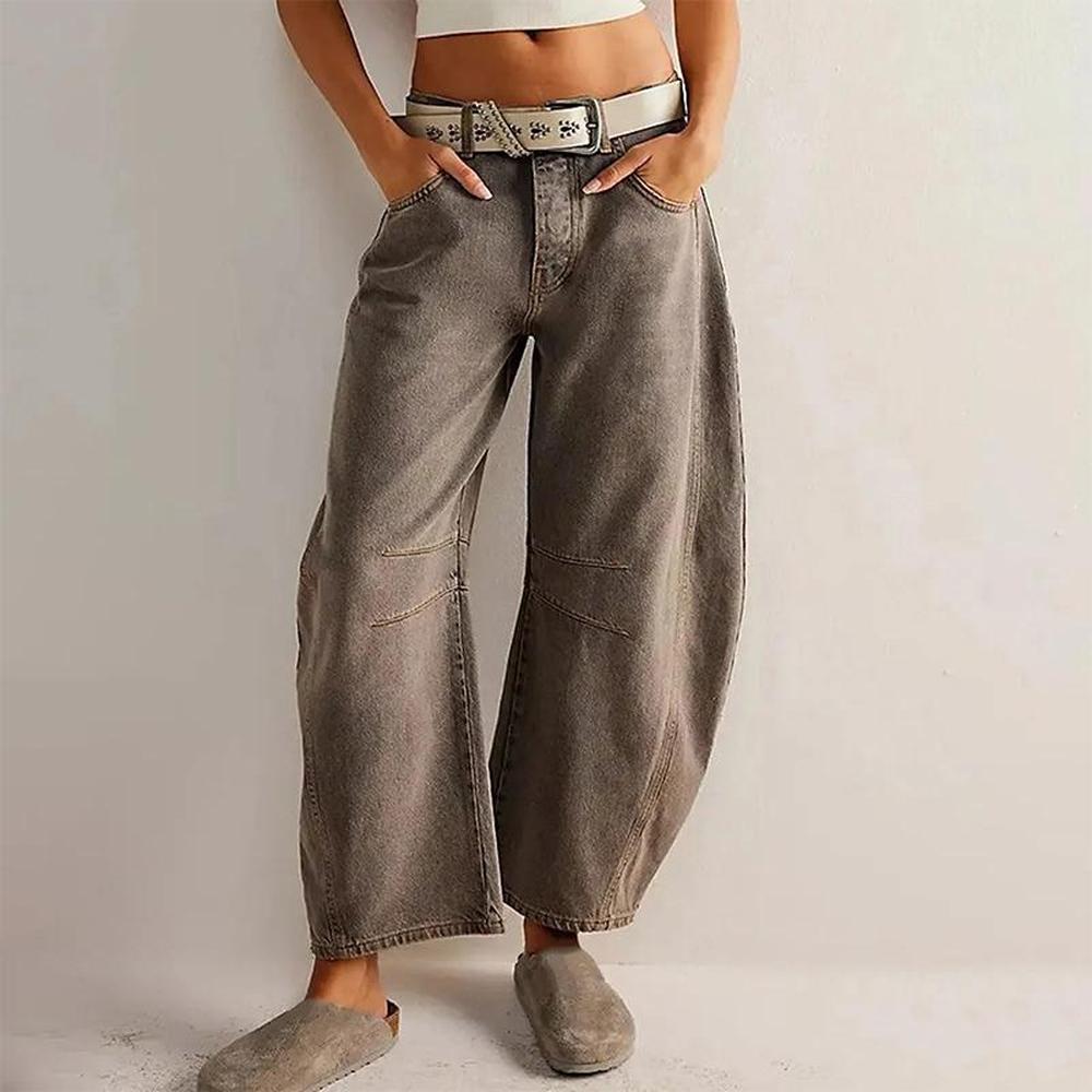 Pantalon large fluide en coton pour femme – Tissu confortable, évasé et respirant, disponible en beige, marron, blanc et noir