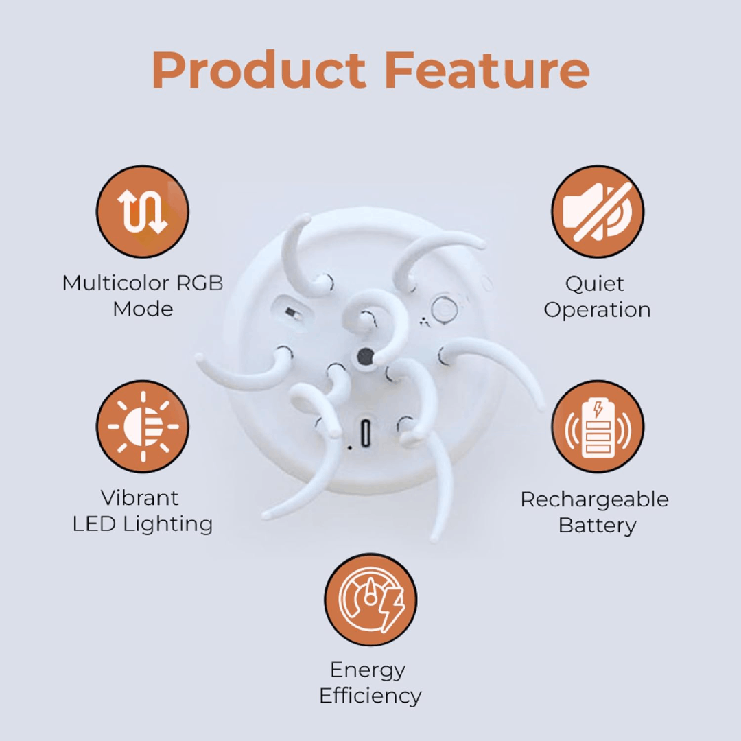 Lampe méduse à DEL avec éclairage RVB changeant de couleur et commande vocale – Ambiance apaisante pour usage intérieur