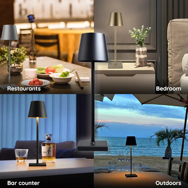 Lampe de table à DEL rechargeable sans fil – 10 couleurs, commande tactile, étanche IP65 pour intérieur et extérieur