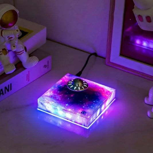 Maglev UFO Starry Lamp - Colorful Rotating Desk Decoration