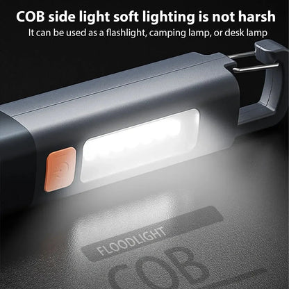Lampe de poche rechargeable puissante avec éclairage COB et zoom télescopique – Lampe de poche portable pour le camping et la randonnée