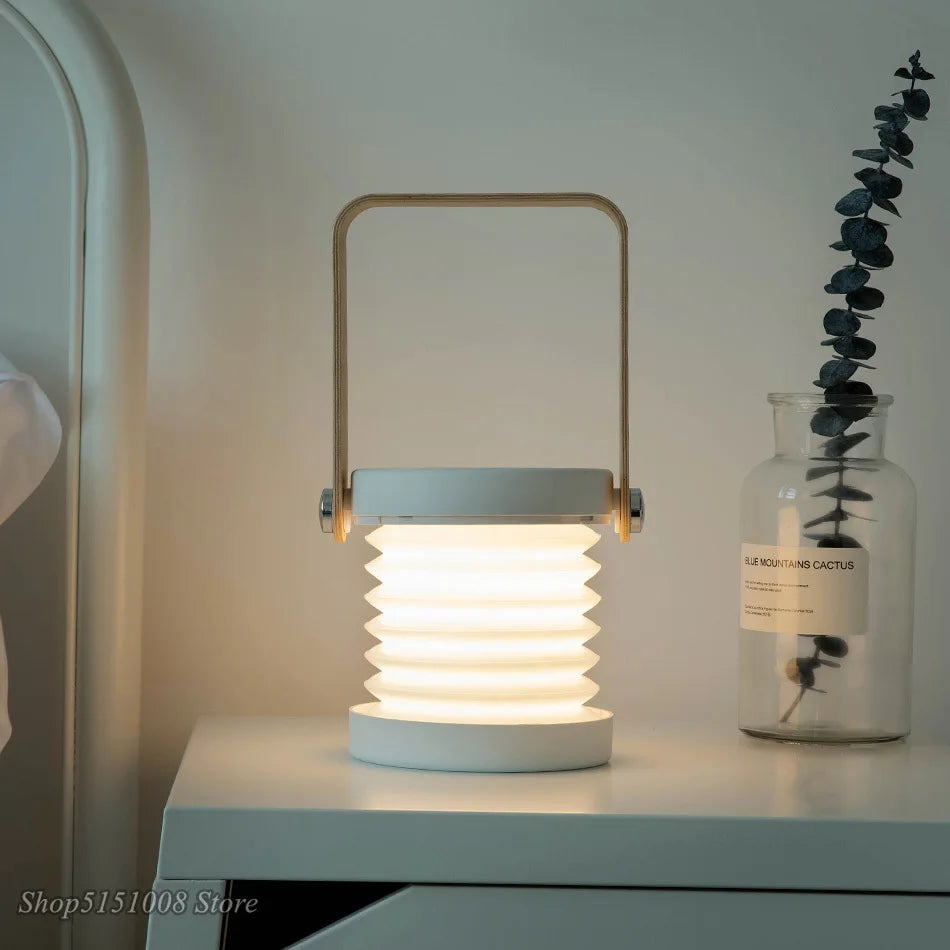 Lampe de lecture pliable à DEL avec poignée en bois – Lampe de lecture rechargeable par USB et portable