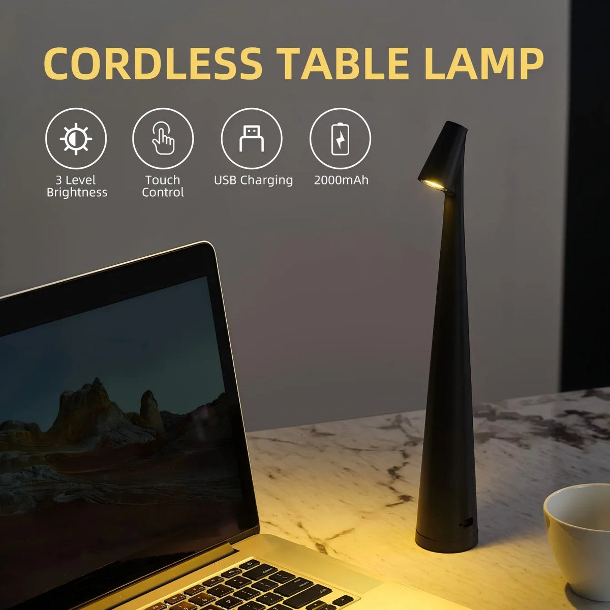 Lampe de table à intensité variable Elegant Touch pour chambre et salon – Éclairage personnalisable, design moderne, 30 cm