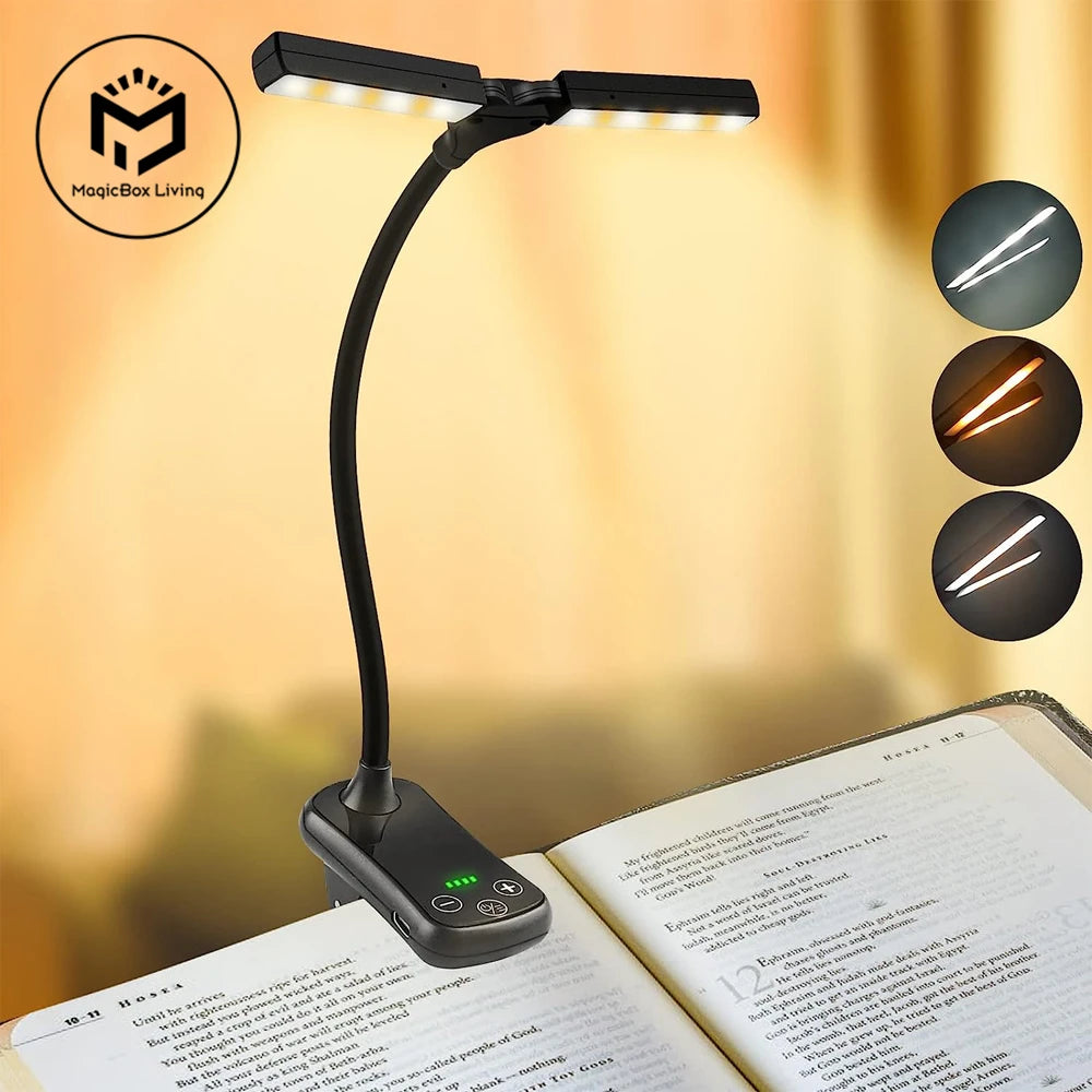 Lumi Clip-On Reading Light | USB Rechargeable, 14 LED, 3 Color Temperatures