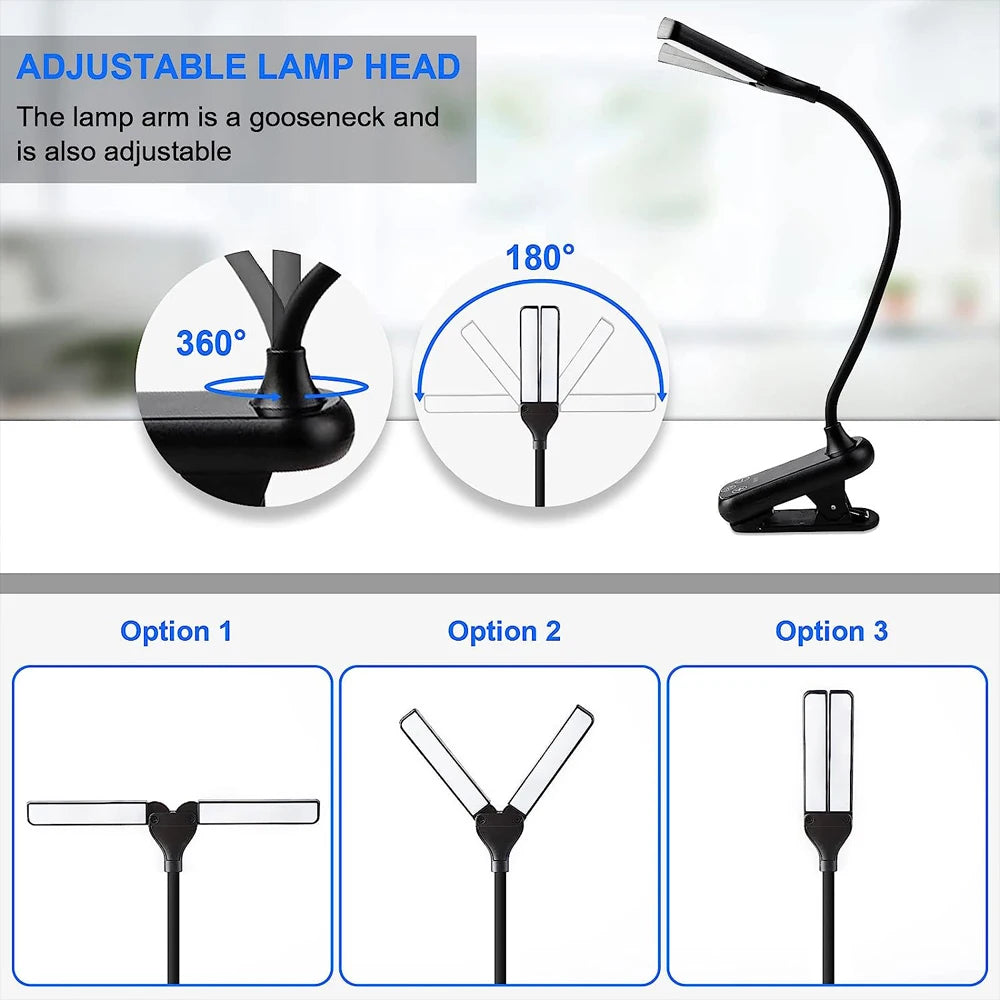 Lumi Clip-On Reading Light | USB Rechargeable, 14 LED, 3 Color Temperatures