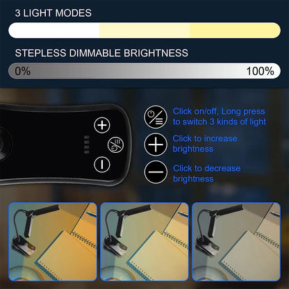 Lumi Clip-On Reading Light | USB Rechargeable, 14 LED, 3 Color Temperatures