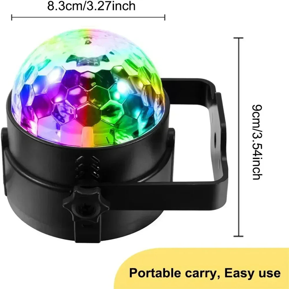 Rotating LED Disco Light with Remote Control - RGB Effects for Parties and Clubs