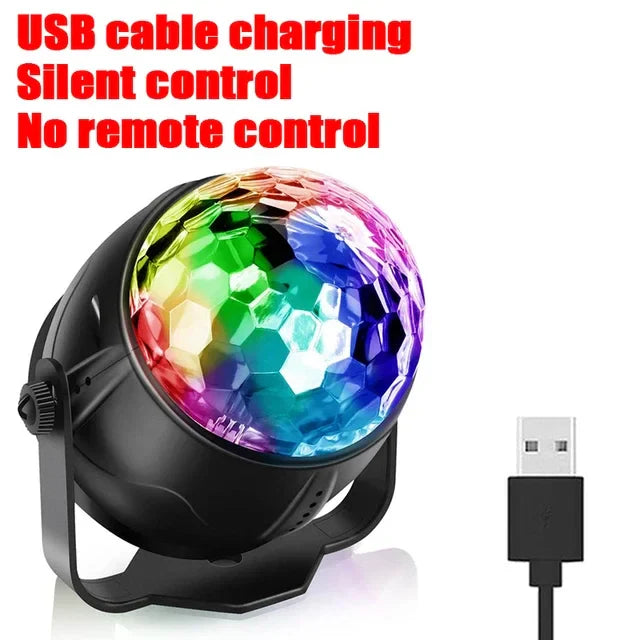 Rotating LED Disco Light with Remote Control - RGB Effects for Parties and Clubs