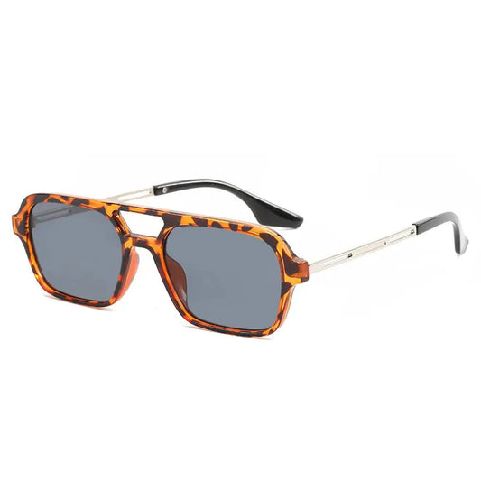 Women's Luxury Rectangular Leopard Sunglasses with UV400 Lenses – Chic and Protective Accessory