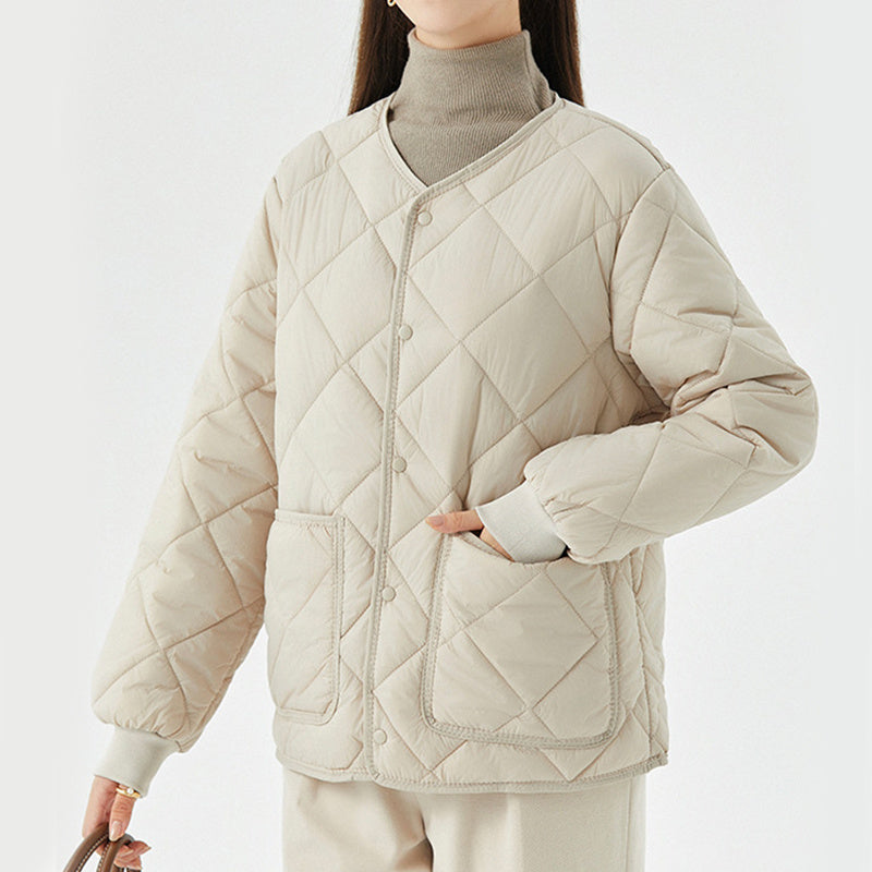 Luxe Quilted Coat | Lightweight Nylon, Relaxed Fit