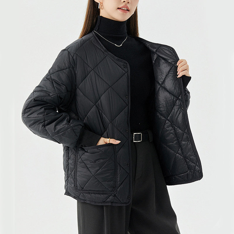 Luxe Quilted Coat | Lightweight Nylon, Relaxed Fit