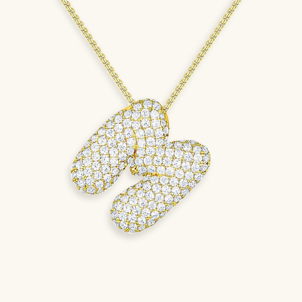 Variant image for Collier Femme Or 18 Carats avec Pendentif Initial et Diamant Simulant 18 pouces-13