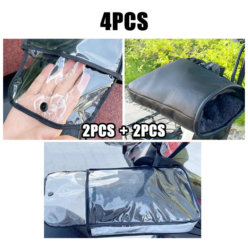 Waterproof and Heated Motorcycle Handlebar Mitts – Winter Hand Protection, Thermal Insulation, Reflective Strips