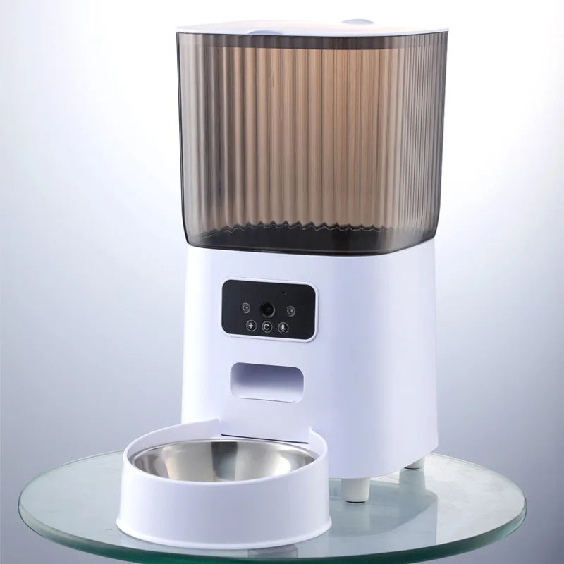 Distributeur automatique intelligent pour chat avec caméra haute définition – Double bol de 5 L et surveillance en temps réel