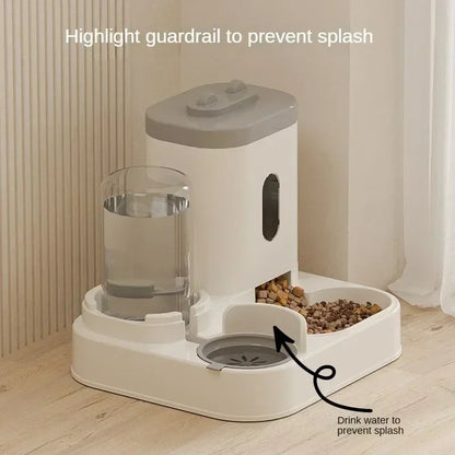 Distributeur automatique avec fontaine à eau pour chiens et chats – Plateau gris élégant