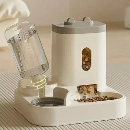 Distributeur automatique avec fontaine à eau pour chiens et chats – Plateau gris élégant