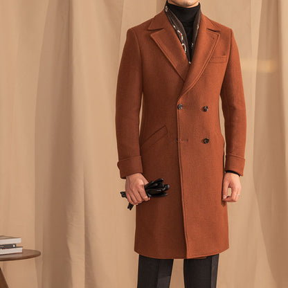 Mid-Length Coat in Mixed Wool for Men with Double Breasted – Winter Elegance
