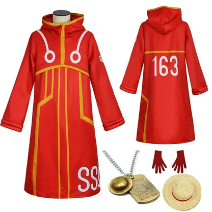 Manteau de cosplay à capuche rouge pour anime – Costume unisexe de Luffy pour Halloween