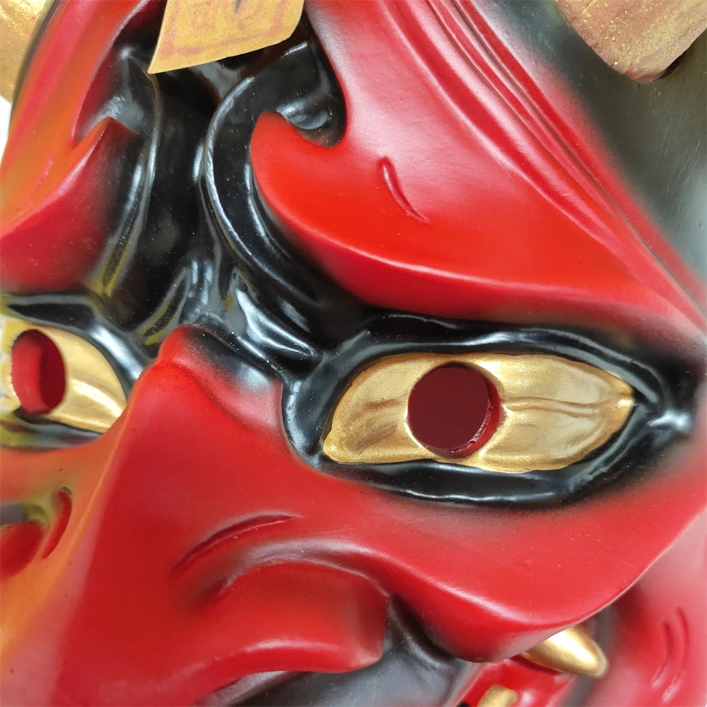 Masque en résine Hannya pour cosplay et Halloween – Démons traditionnels à finition brillante