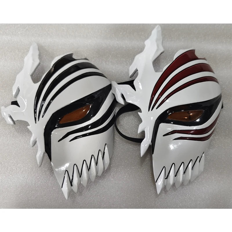 Ichigo Kurosaki Hollow Half-Face Mask in Acrylic – Cosplay and Halloween with Authentic Details and Amber Lenses