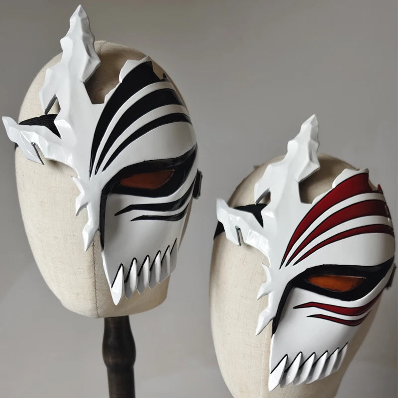 Ichigo Kurosaki Hollow Half-Face Mask in Acrylic – Cosplay and Halloween with Authentic Details and Amber Lenses