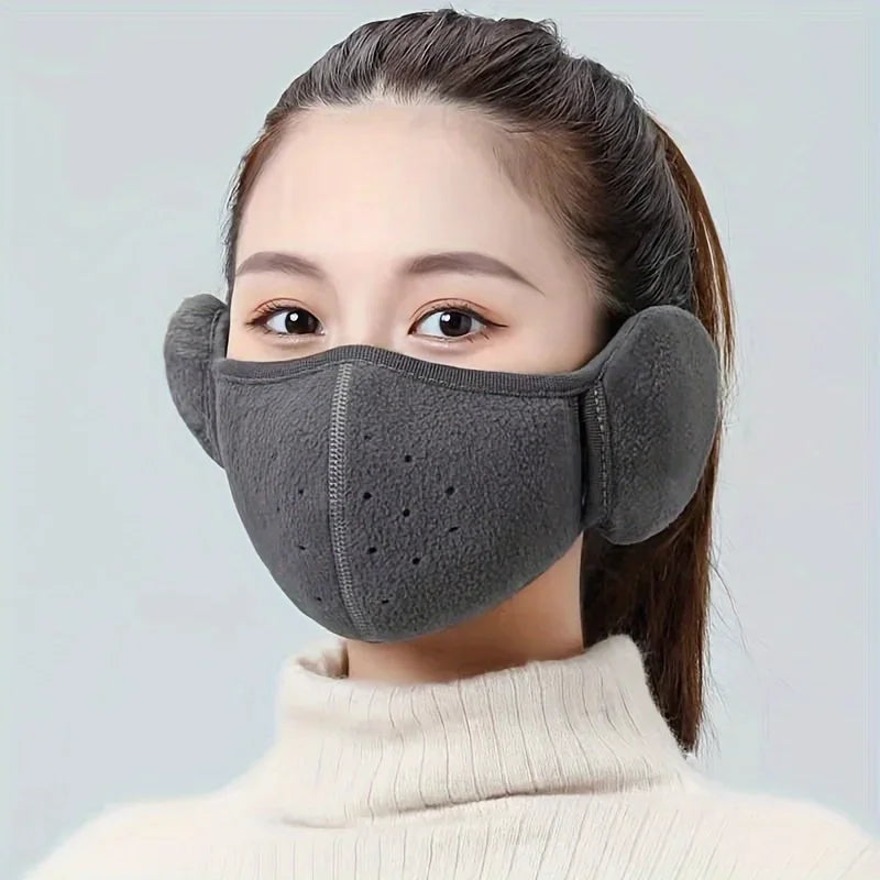 Masque d'hiver noir réutilisable avec protection complète et couvre-oreilles – Idéal pour le ski, le cyclisme et la randonnée