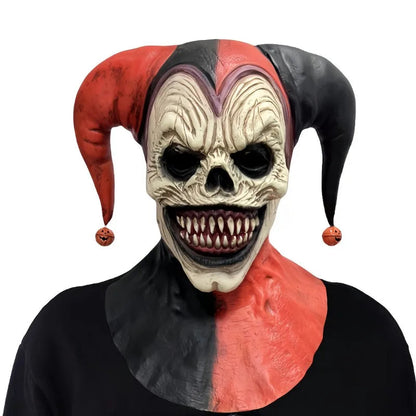 Masque de Clown en Latex avec Cornes - Crâne Effrayant pour la Toussaint et le Déguisement