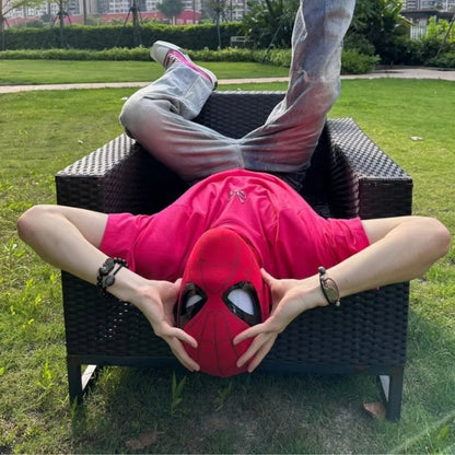 Spider-Man Cosplay Mask with Animated LED Eyes – Halloween Helmet for Kids