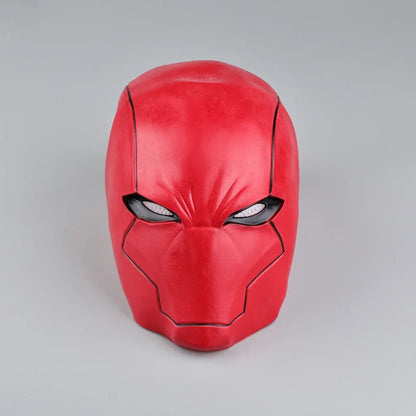Masque en latex Capuchon Rouge pour cosplay et Halloween – Surface lisse rouge avec détails noirs, taille unique adulte