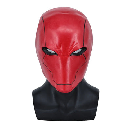 Masque en latex Capuchon Rouge pour cosplay et Halloween – Surface lisse rouge avec détails noirs, taille unique adulte