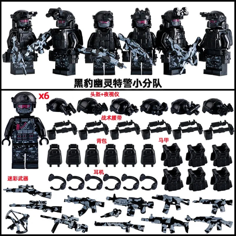 Military Mini Doll Building Blocks Set – Camouflage Yellow Desert Ghost Special Forces